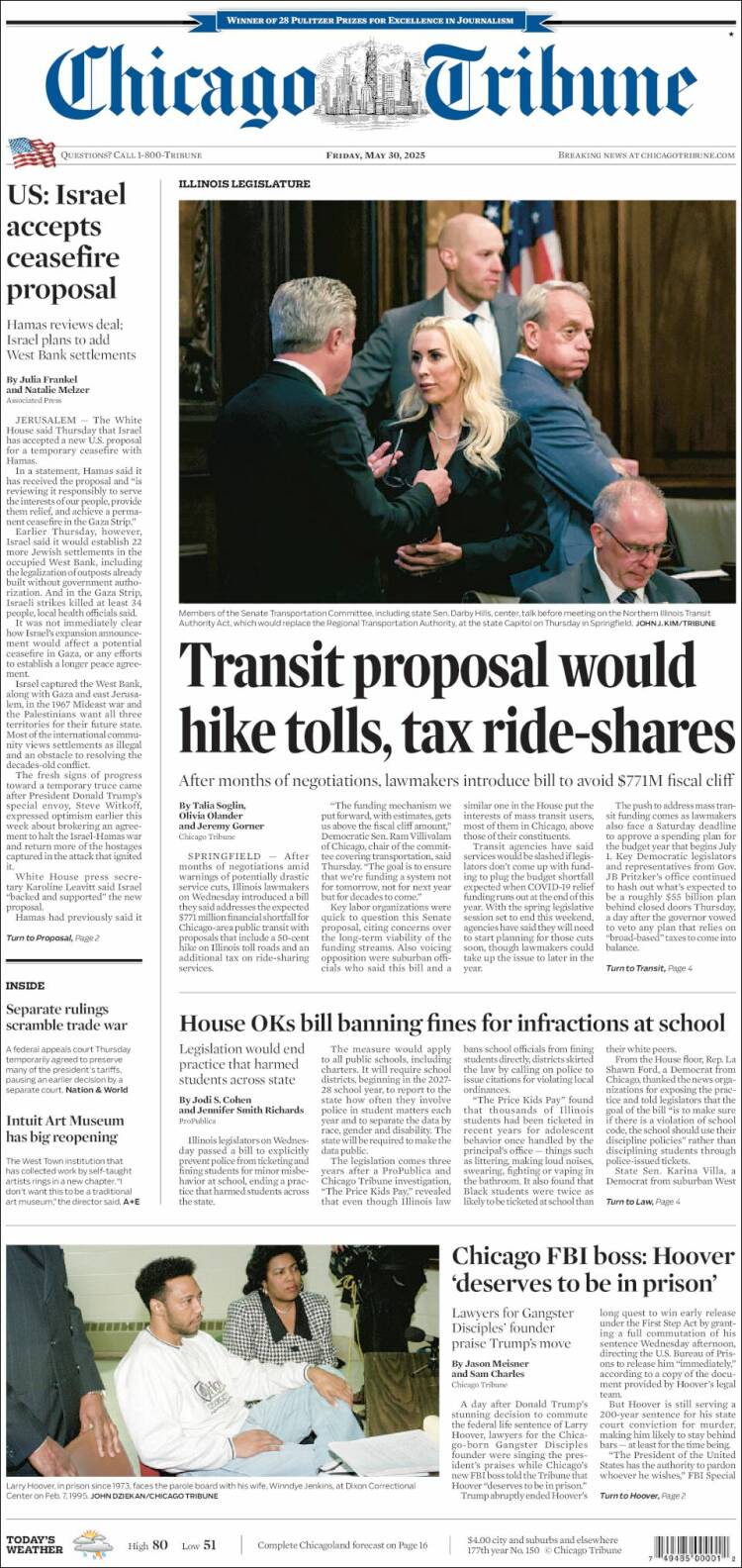 Portada de Chicago Tribune (USA)
