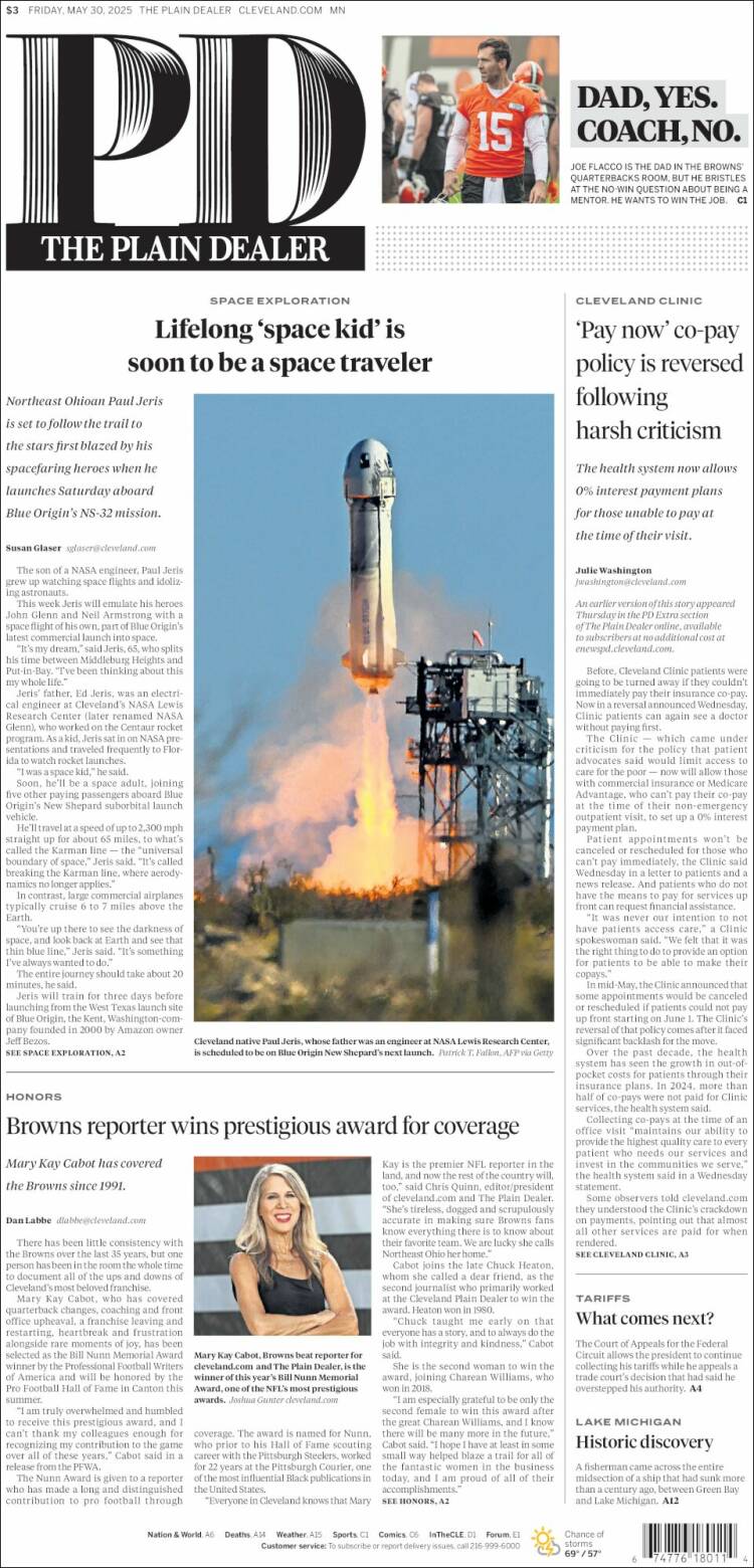 Portada de The Plain Dealer (USA)