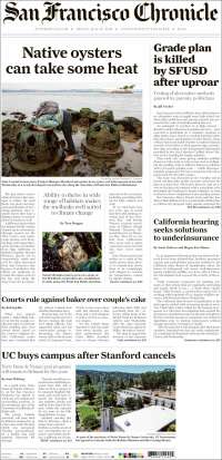 Portada de San Francisco Chronicle (USA)