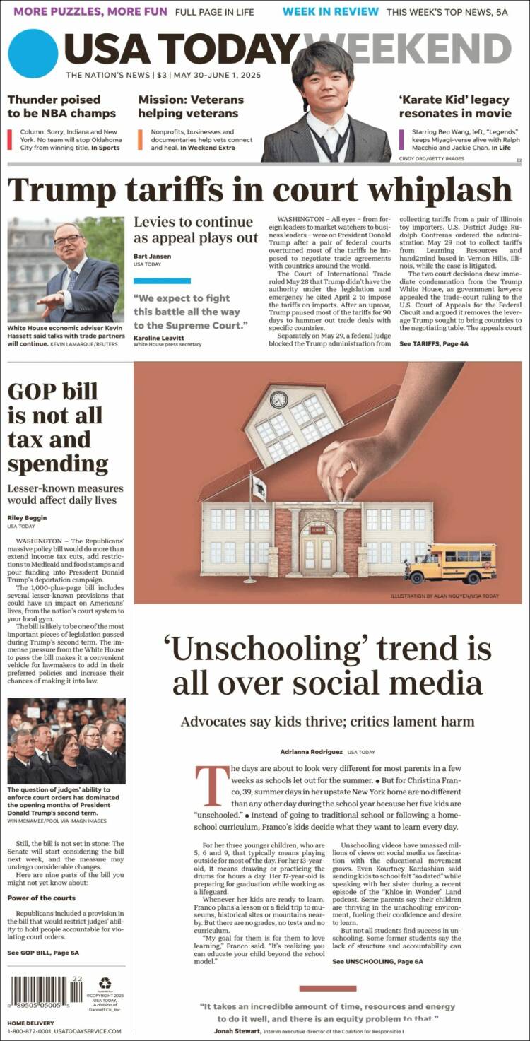 Portada de USA Today (USA)