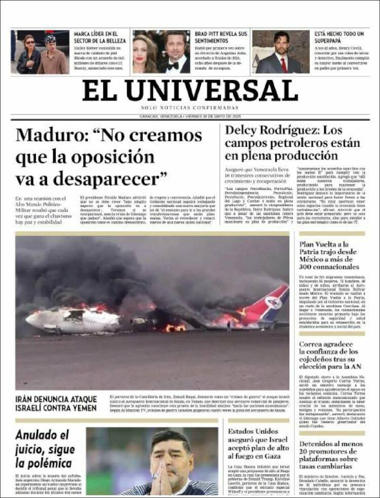 Portada de Universal (Venezuela)