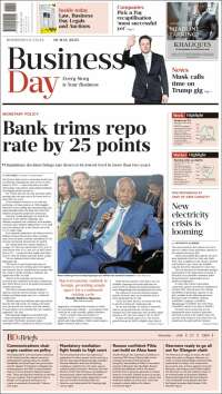 Portada de Business Day (Afrique du Sud)