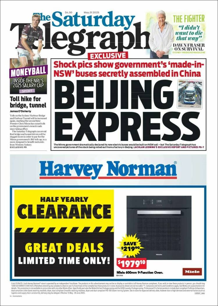 Portada de The Daily Telegraph (Australia)