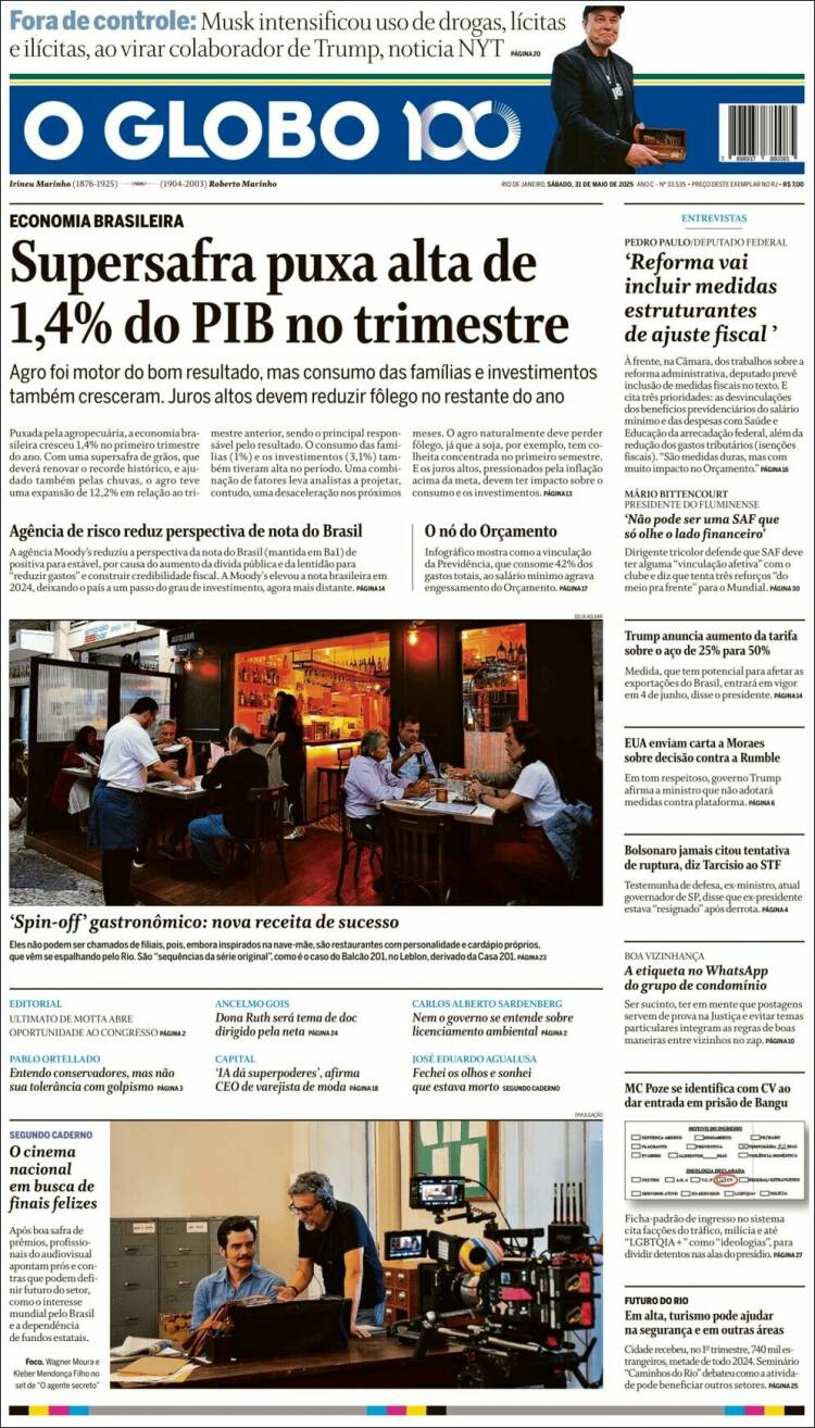 Portada de O Globo (Brasil)