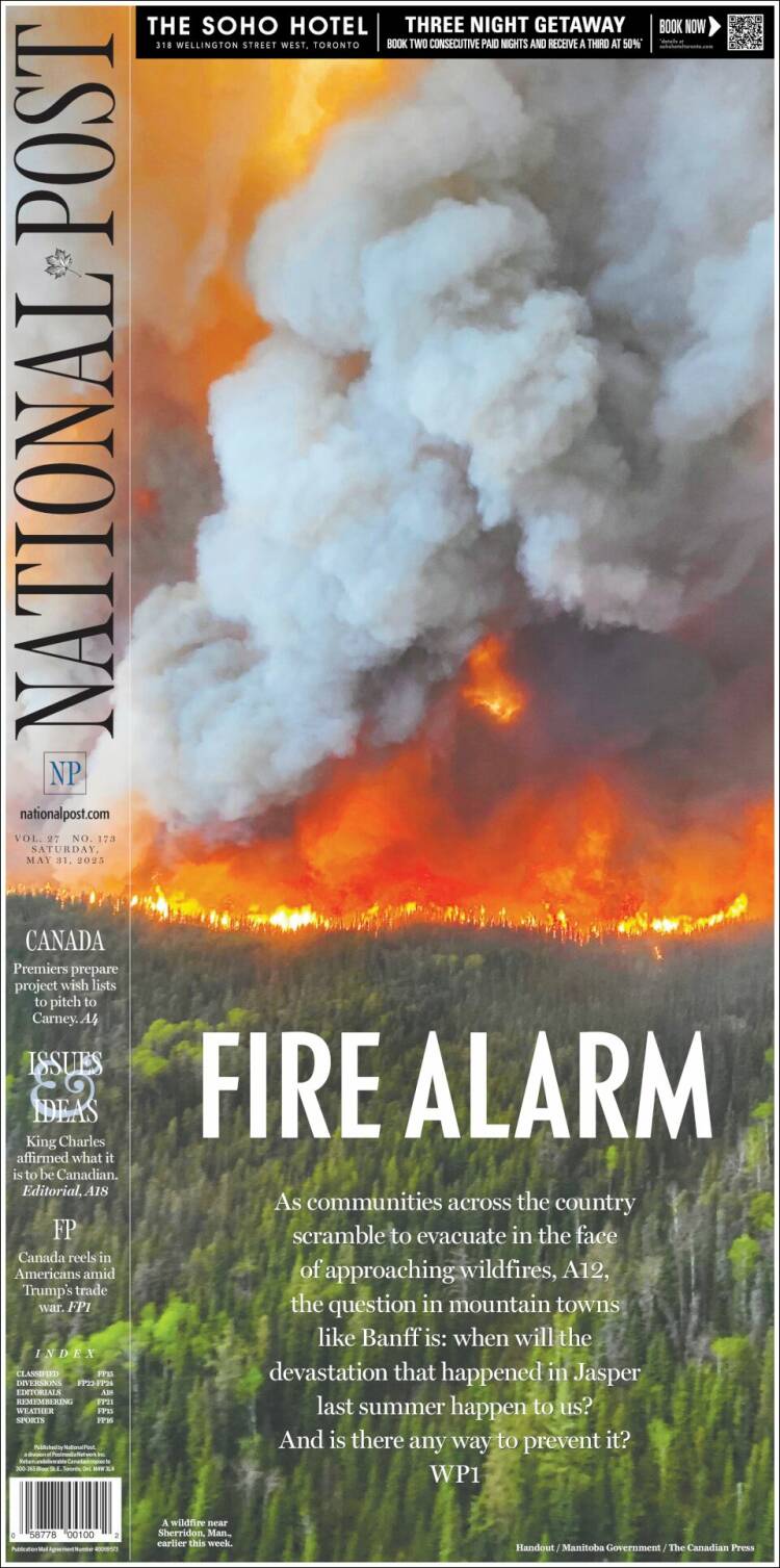 Portada de The National Post (Canadá)