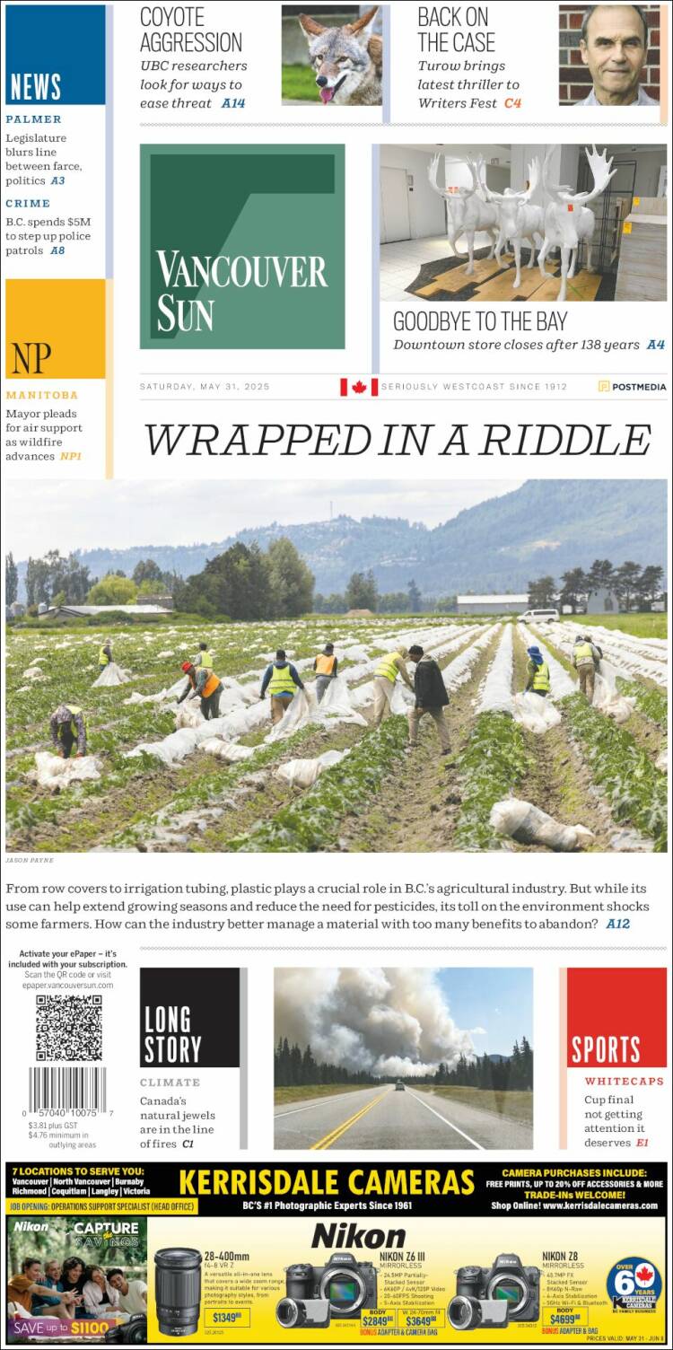Portada de The Vancouver Sun (Canadá)