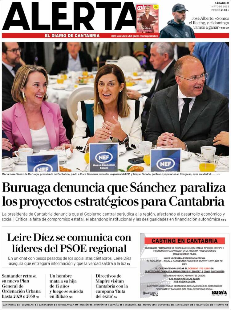Portada de Alerta - El Diario de Cantabria (España)
