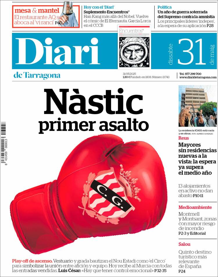 Portada de Diari de Tarragona (España)
