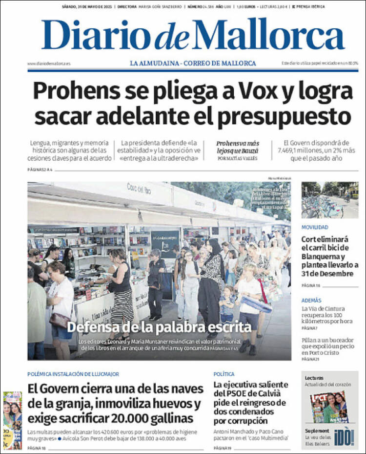 Portada de Diario de Mallorca (España)