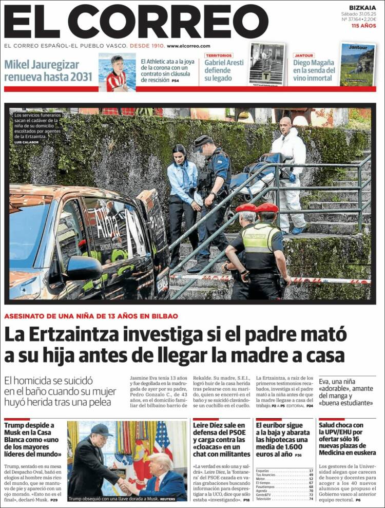 Portada de El Correo (España)
