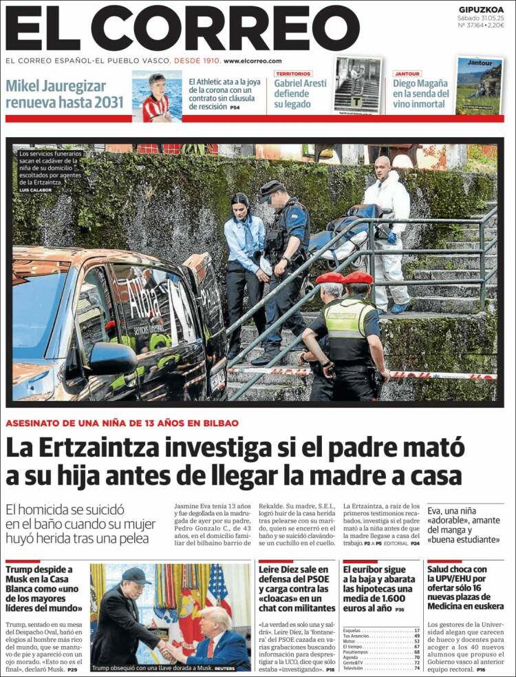 Portada de El Correo - Guipuzcoa (España)