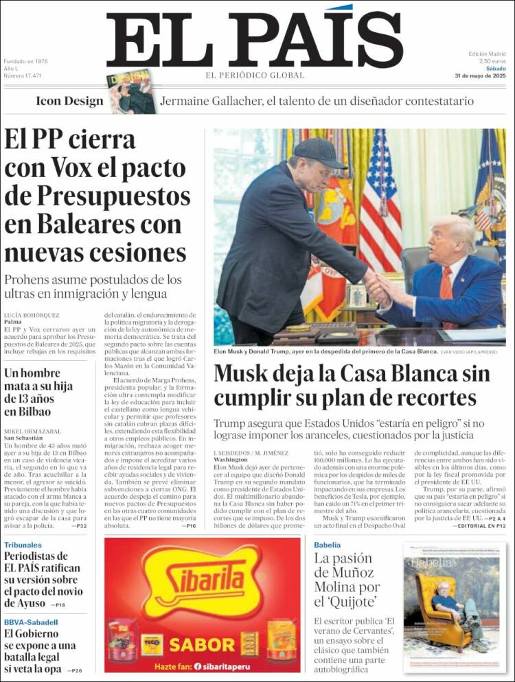 Portada de El País (España)
