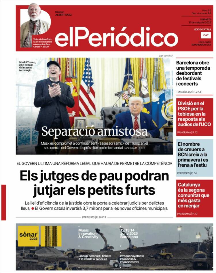 Portada de El Periódico de Catalunya (España)