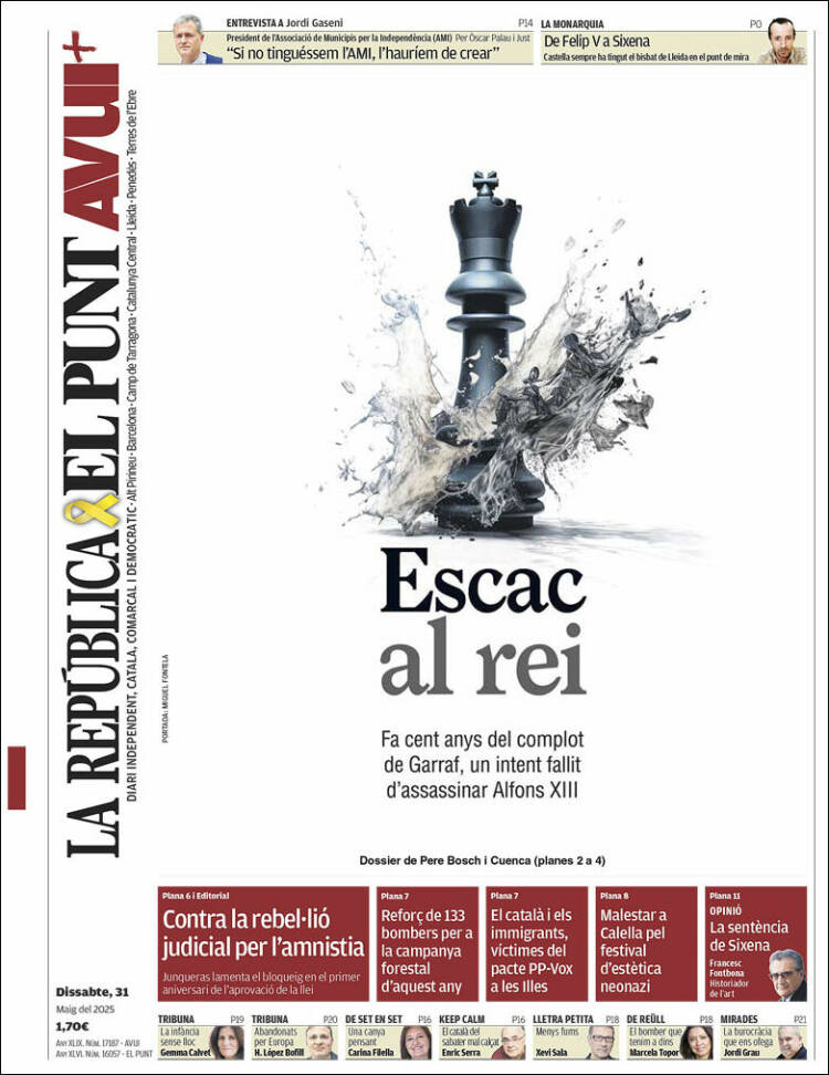 Portada de El Punt Avui (España)