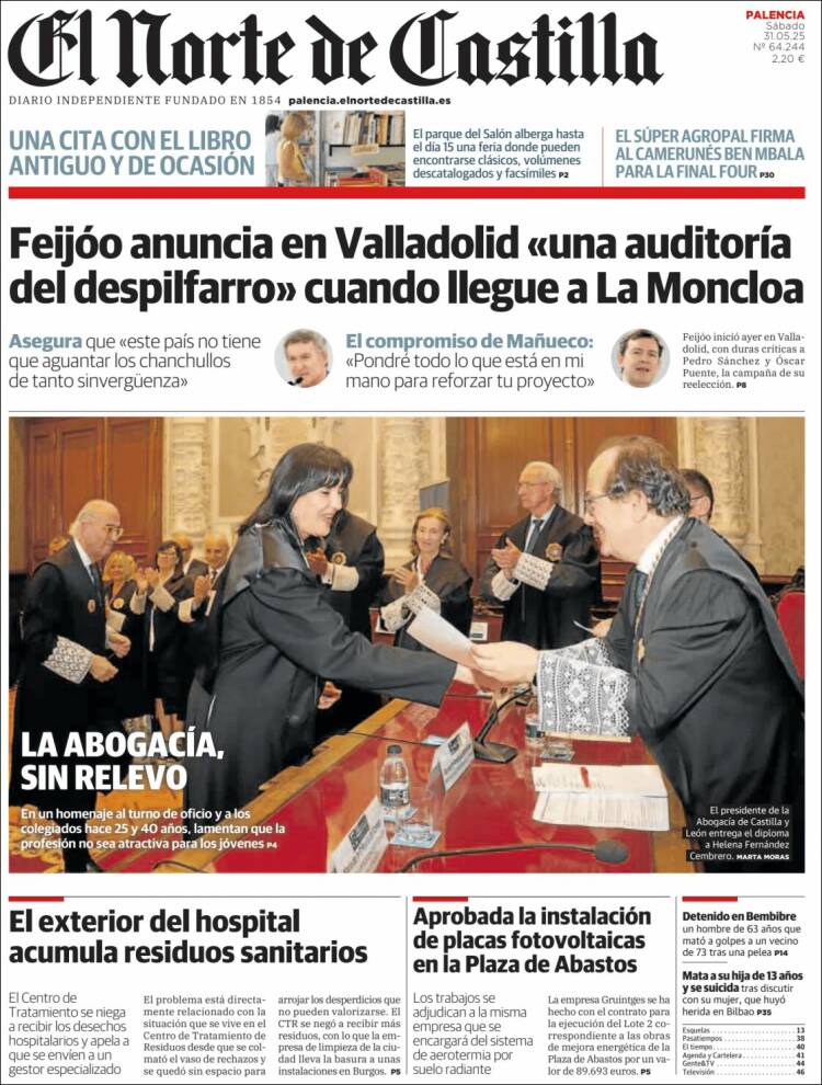 Portada de Norte de Castilla - Palencia (España)