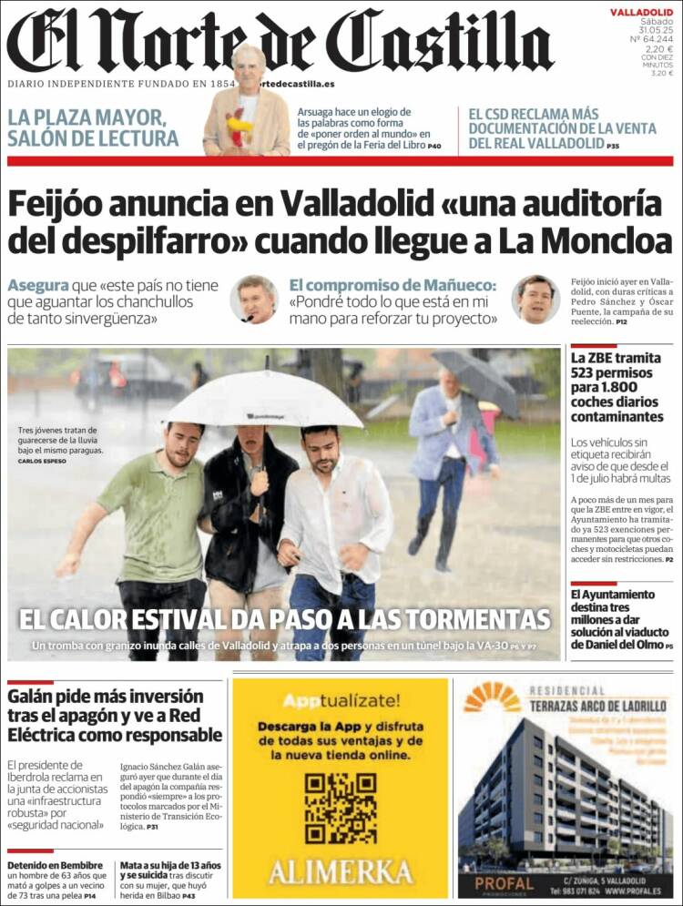 Portada de Norte de Castilla - Valladolid (España)