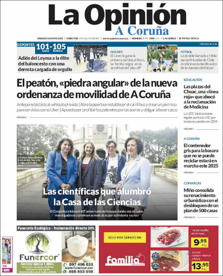 Portada de La Opinión de A Coruña (España)