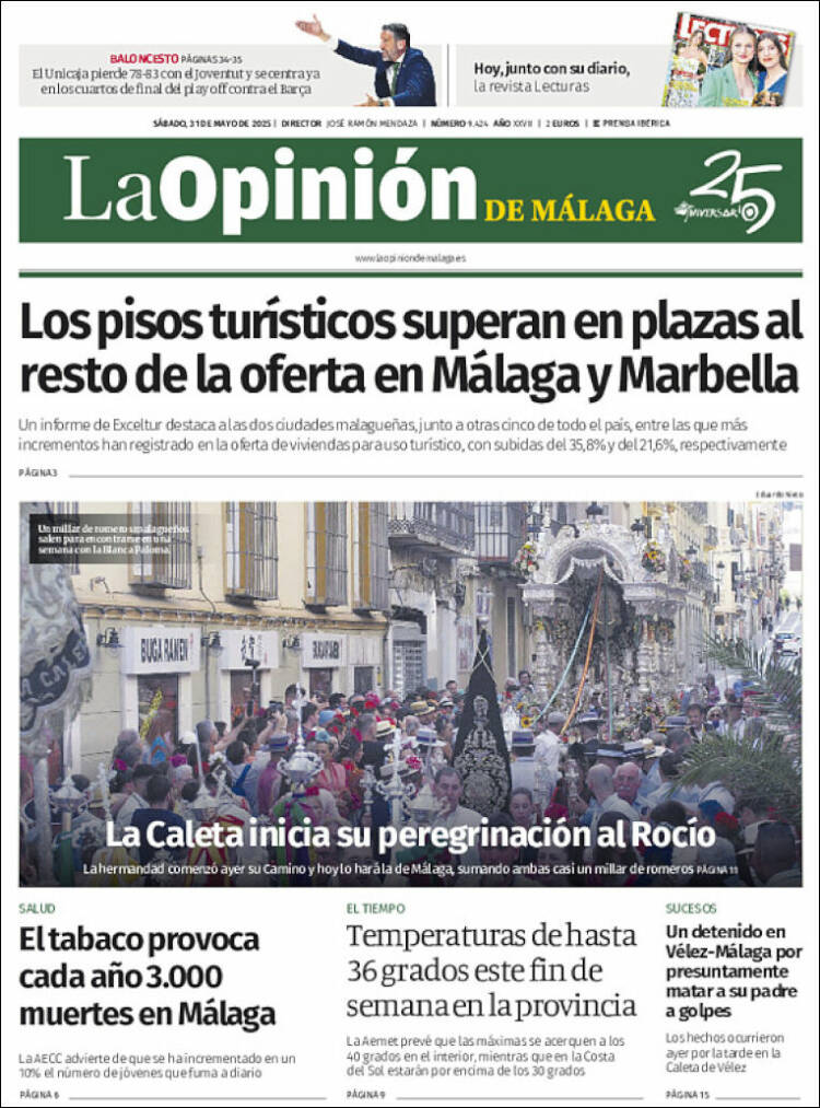 Portada de La Opinión de Málaga (España)