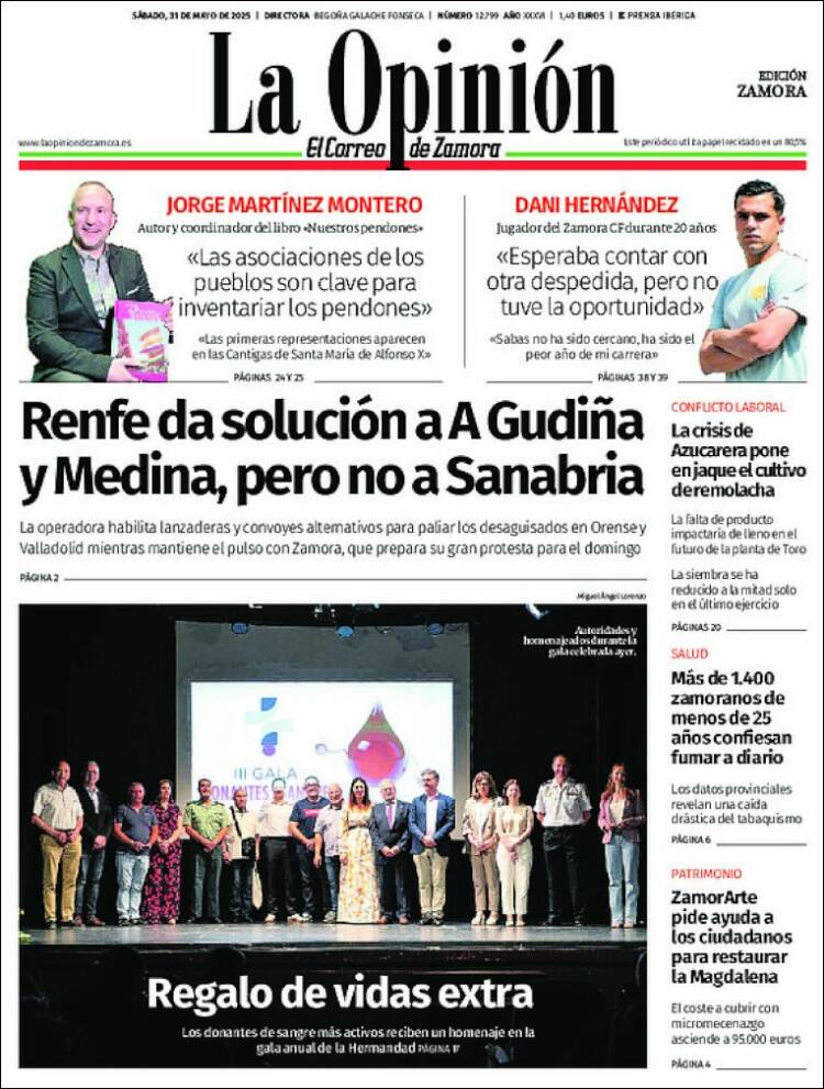 Portada de La Opinión - El Correo de Zamora (España)
