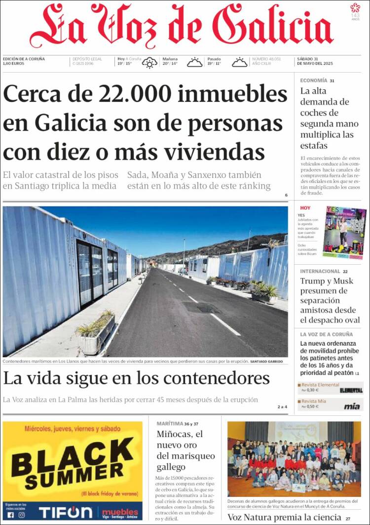 Portada de La Voz de Galicia (España)