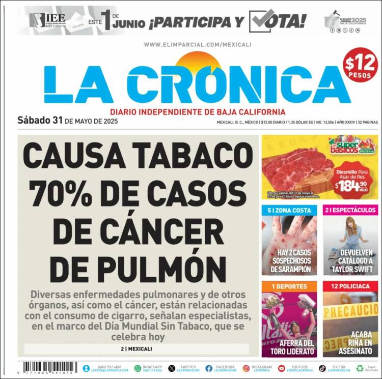 Portada de La Crónica de Baja California (México)