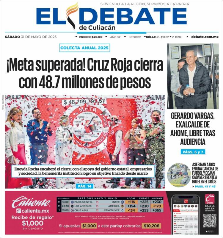 Portada de El Debate de Culiacán (México)