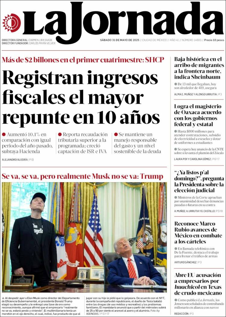 Portada de La Jornada (México)