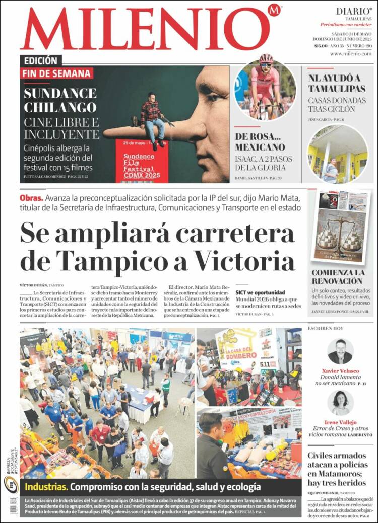 Portada de Milenio - Tamaulipas (México)