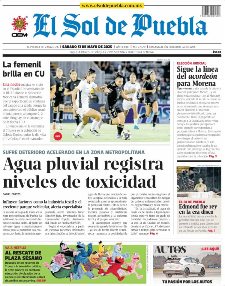 Portada de El Sol de Puebla (México)