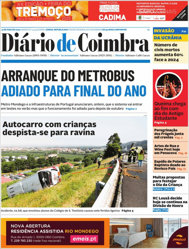 Portada de Diário de Coimbra (Portugal)