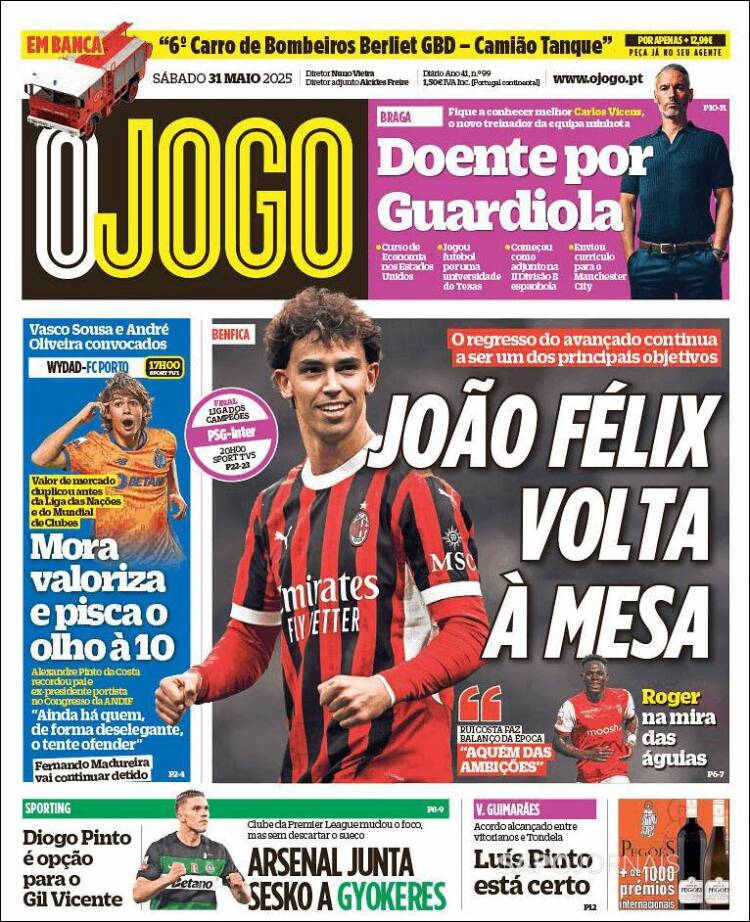 Portada de O Jogo (Portugal)