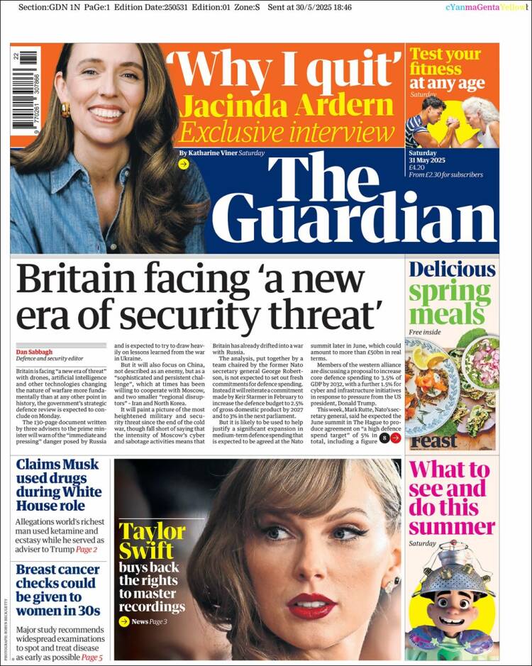 Portada de The Guardian (Reino Unido)