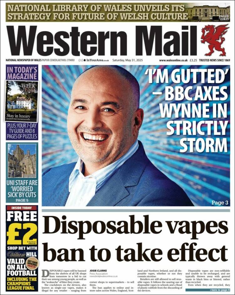Portada de Western Mail (Reino Unido)