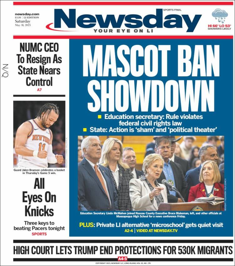 Portada de Newsday (USA)