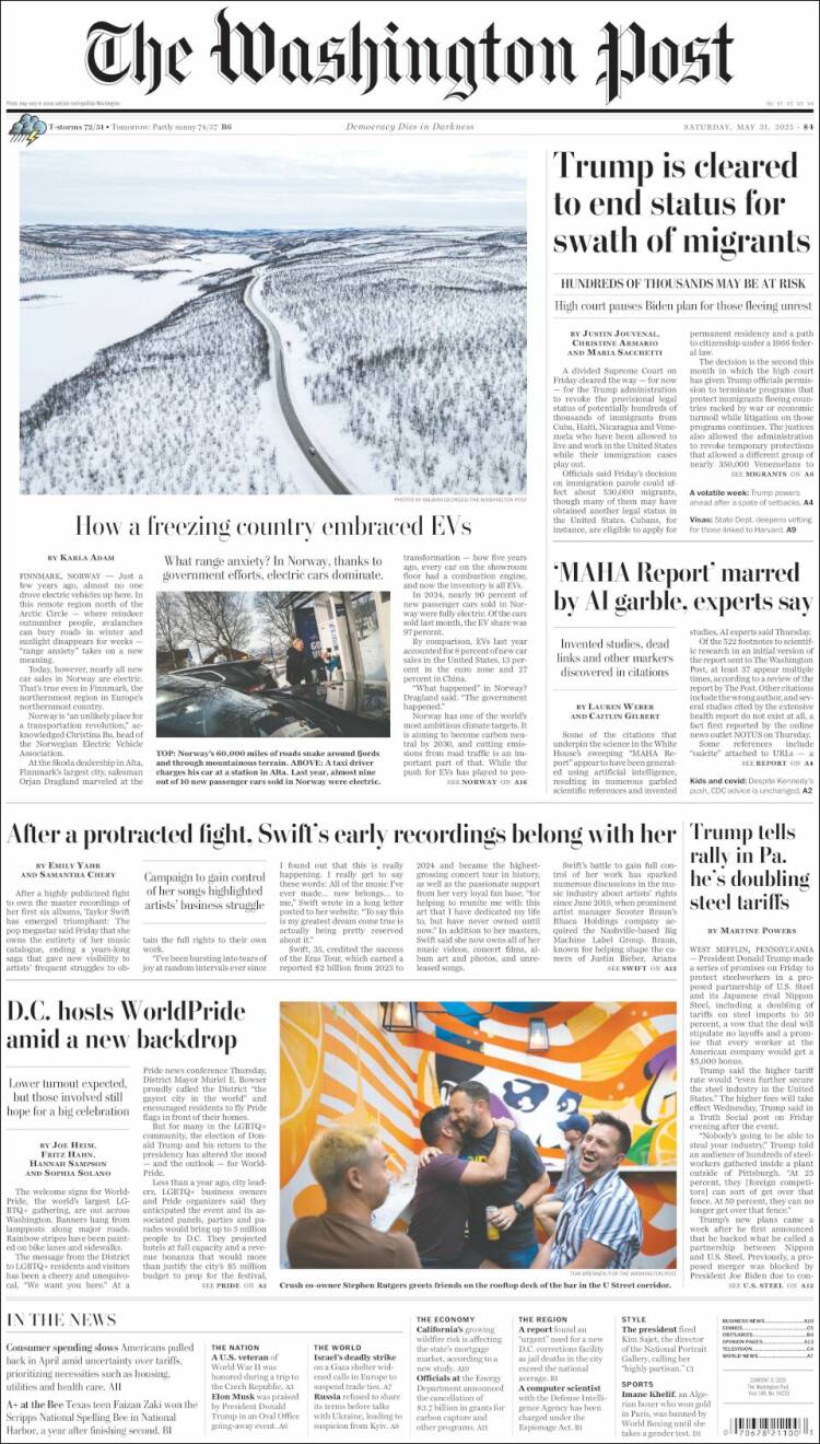 Portada de The Washington Post (USA)