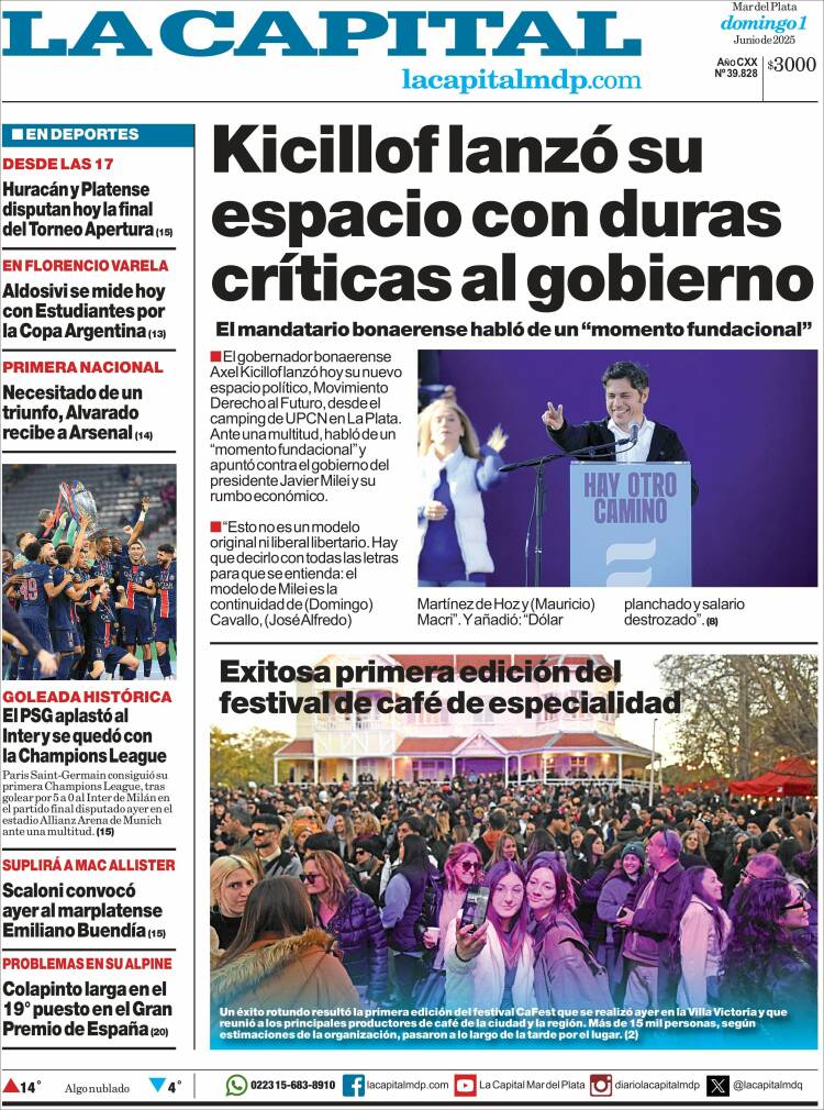 Portada de Diario La Capital - Mar del Plata (Argentina)
