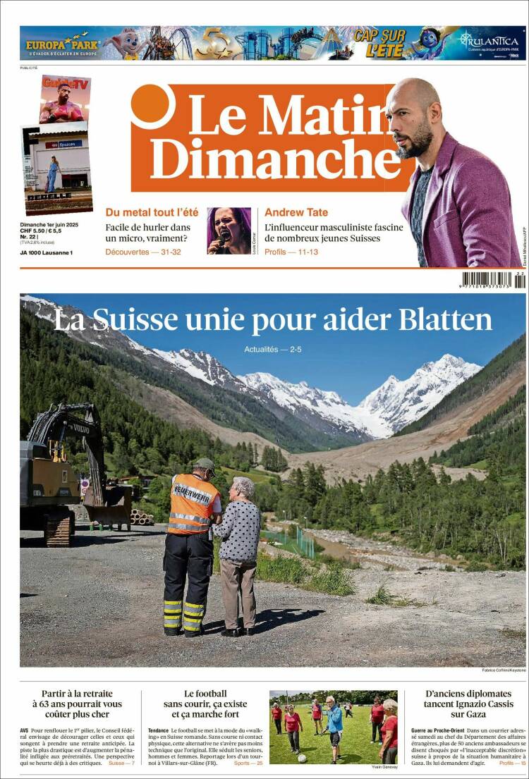 Portada de Le Matin (Suiza)