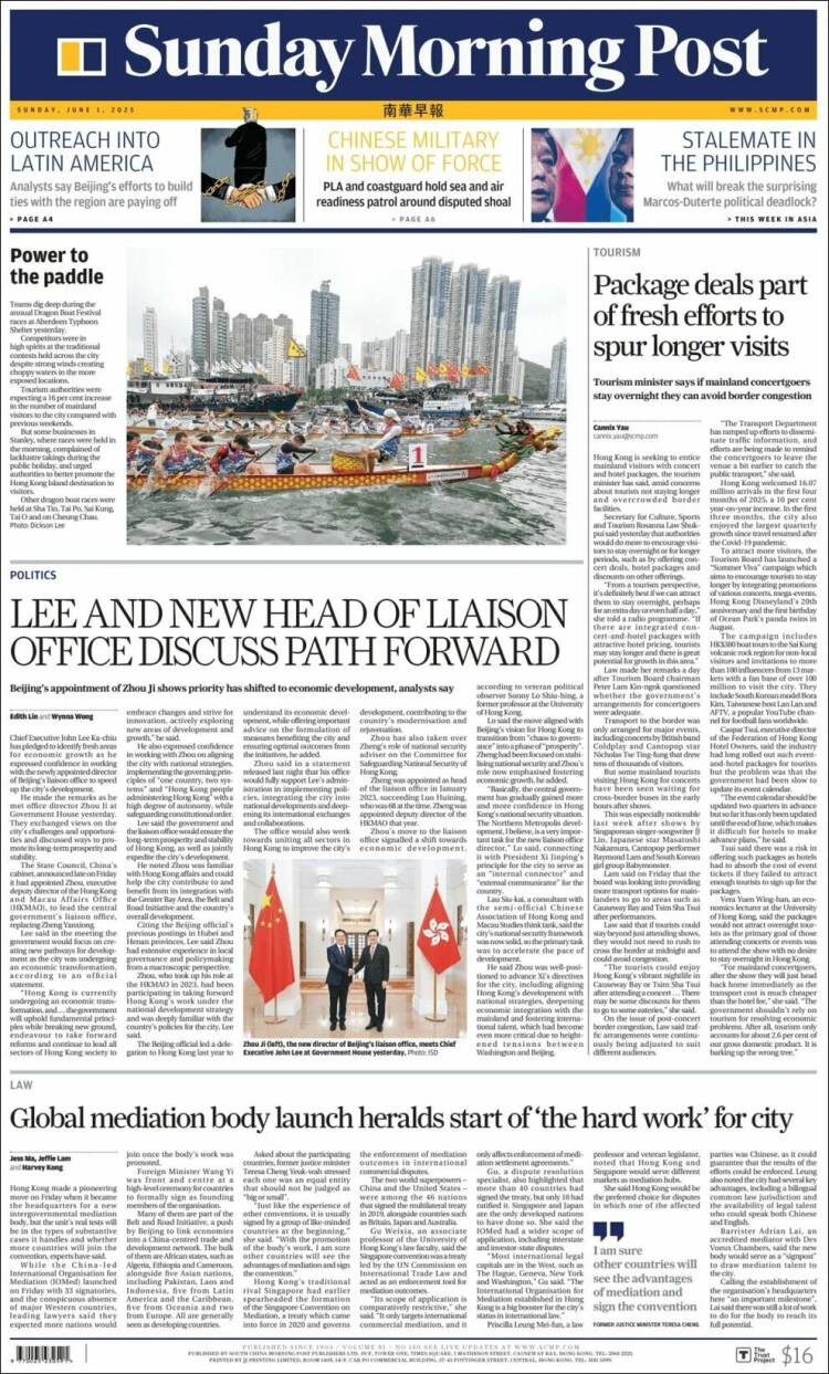 Portada de South China Morning Post (China)