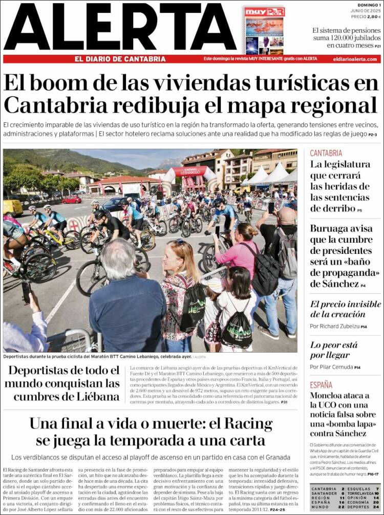 Portada de Alerta - El Diario de Cantabria (España)
