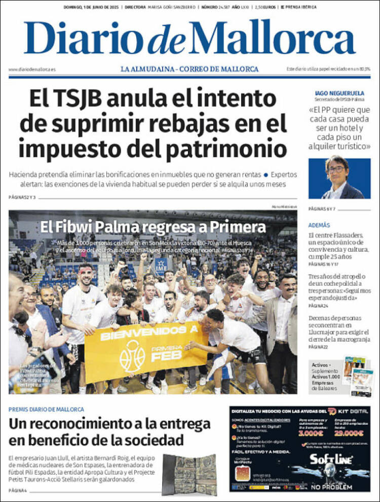 Portada de Diario de Mallorca (España)