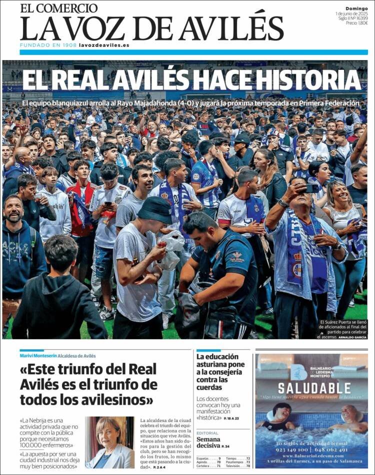 Portada de El Comercio - Avilés (España)