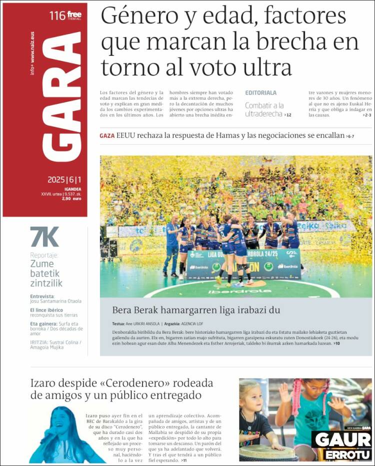 Portada de Gara (España)