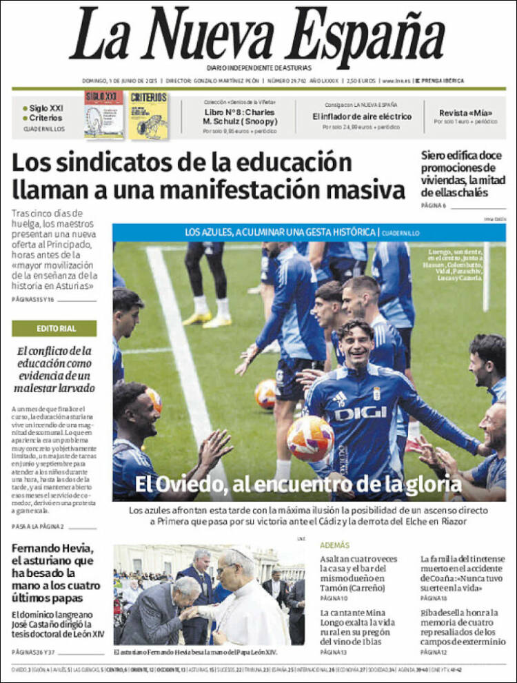 Portada de La Nueva España (España)