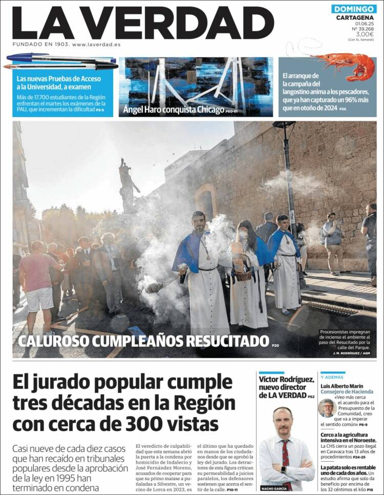 Portada de La Verdad de Cartagena (España)