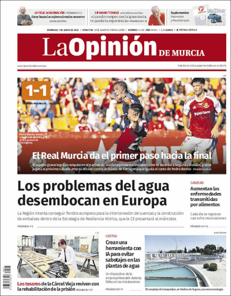 Portada de La Opinión de Murcia (España)