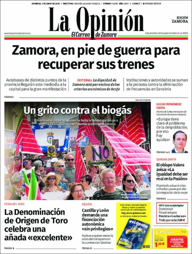 Portada de La Opinión - El Correo de Zamora (Espagne)