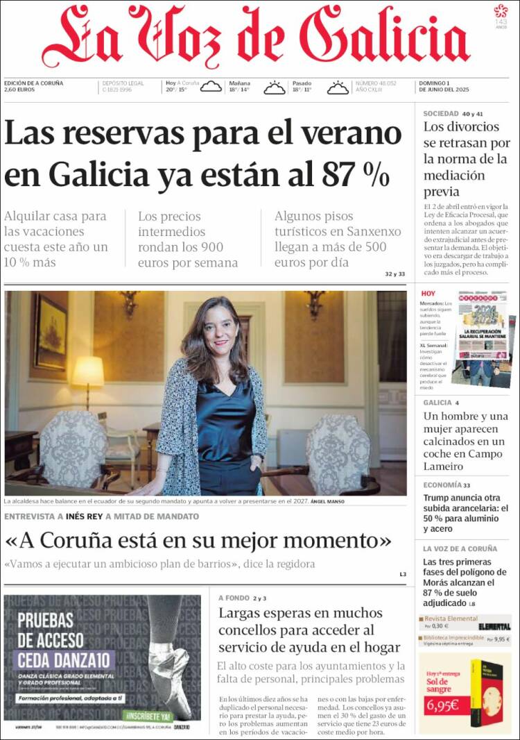 Portada de La Voz de Galicia (España)