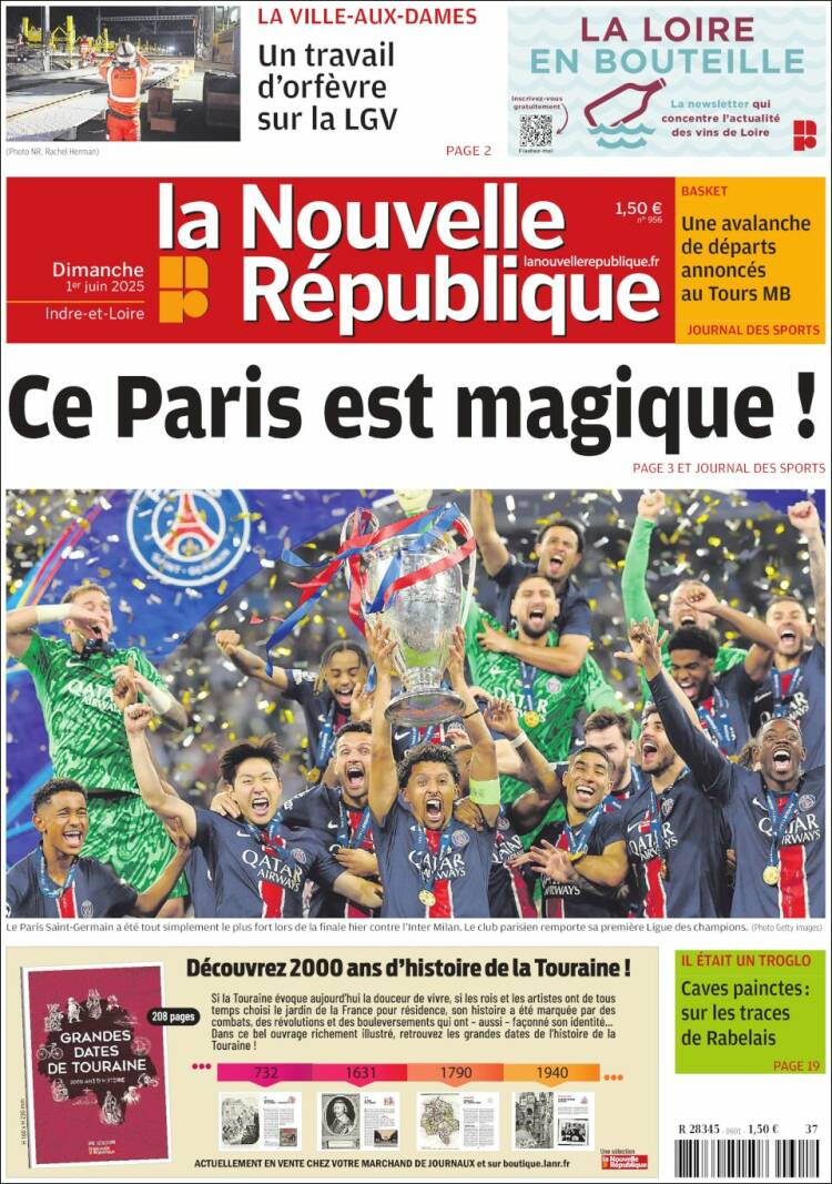 Portada de La Nouvelle Republique (Francia)