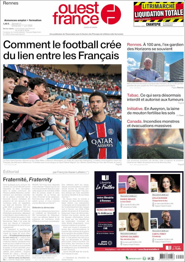 Portada de Ouest France (France)
