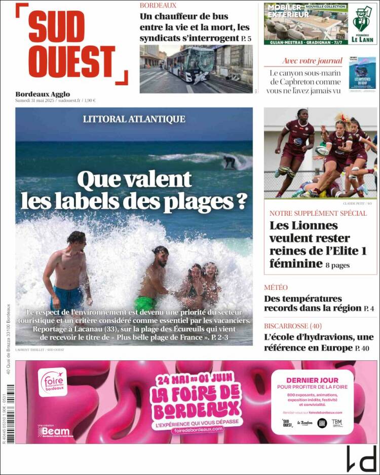 Portada de Sud Ouest (France)